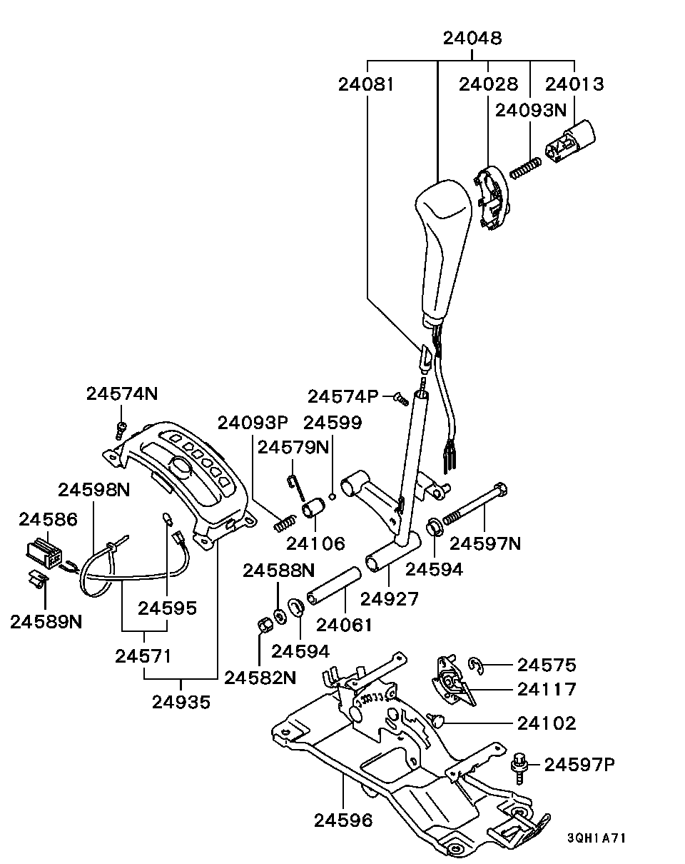 A/T FLOOR SHIFT LINKAGE / LEVER DISASSEMBLED PARTS(-9707.3)