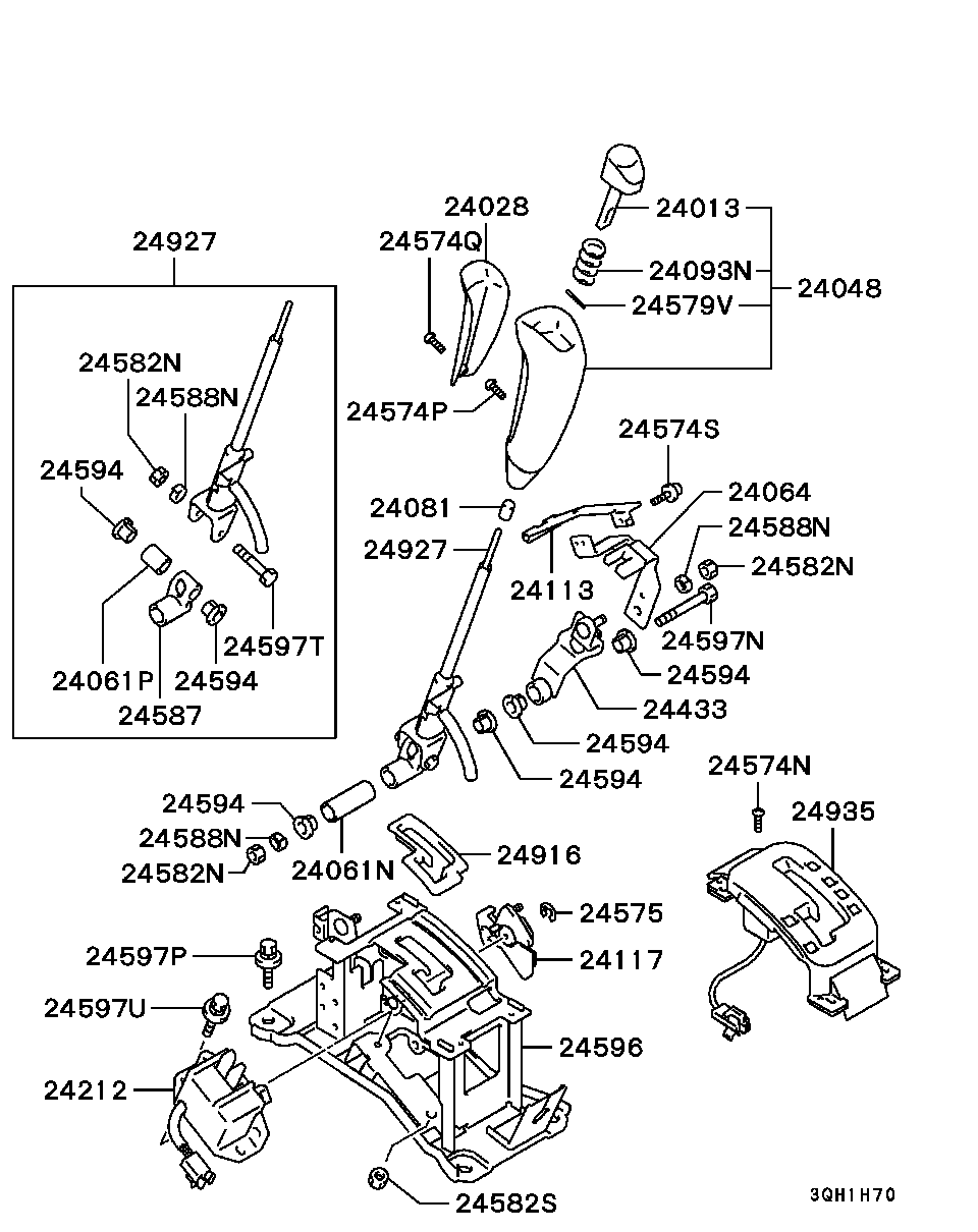 A/T FLOOR SHIFT LINKAGE / GEARSHIFT LEVER DISASSEMBLED PARTS