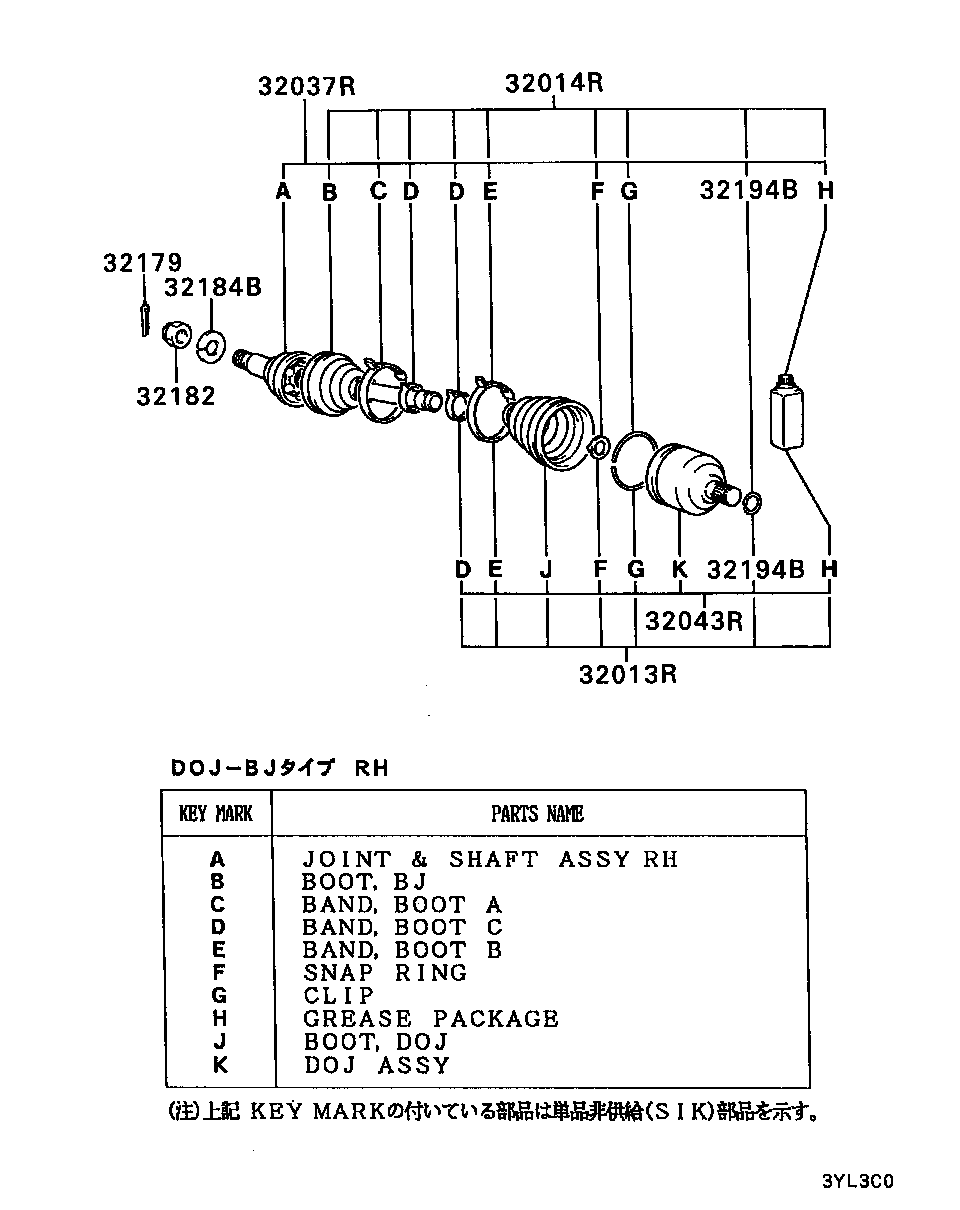 FRONT AXLE DRIVE SHAFT / RH..DOJ-BJ TYPE TURBO -8512.3