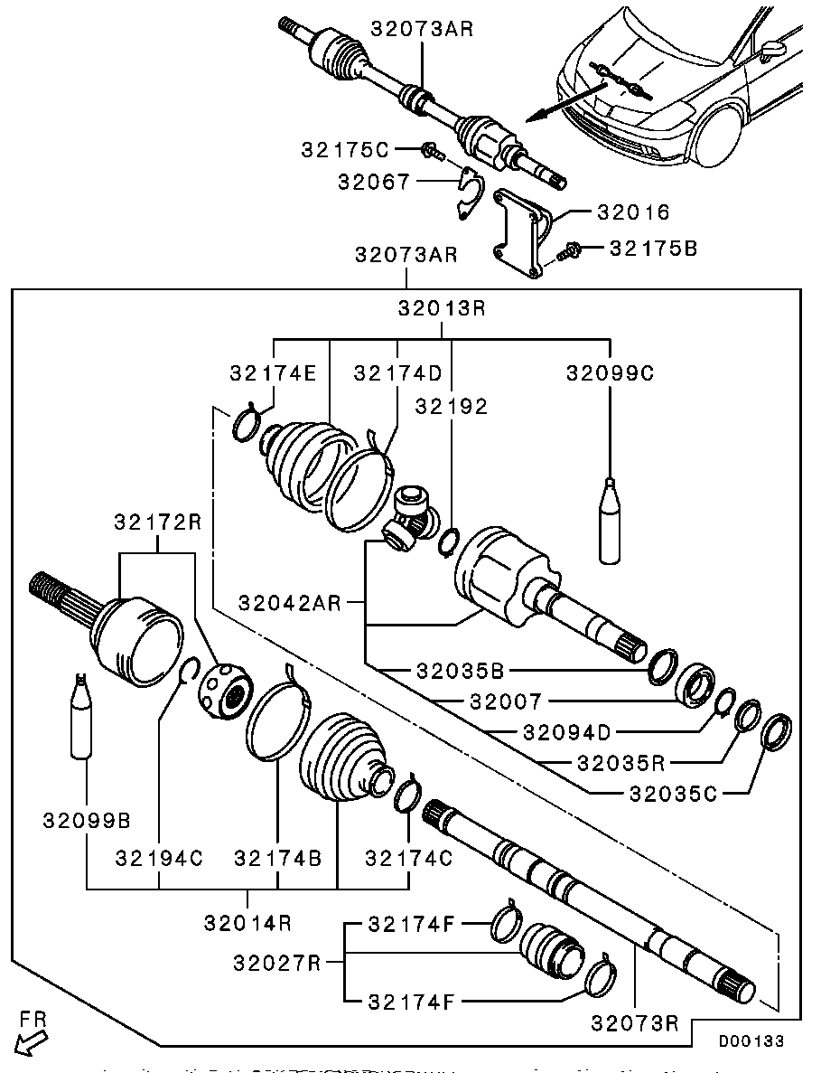 FRONT AXLE DRIVE SHAFT / RH