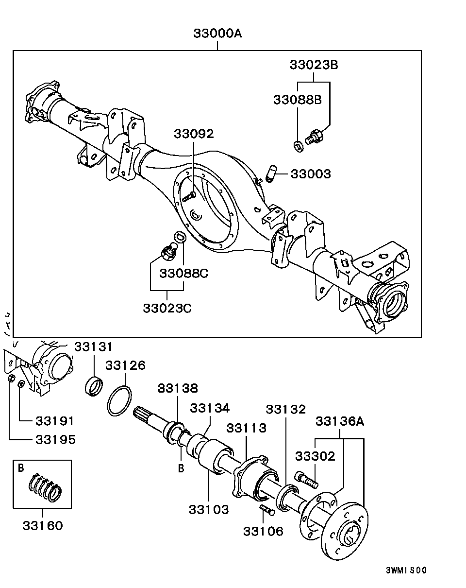 REAR AXLE HOUSING & SHAFT / W/ABS(9706.1-)