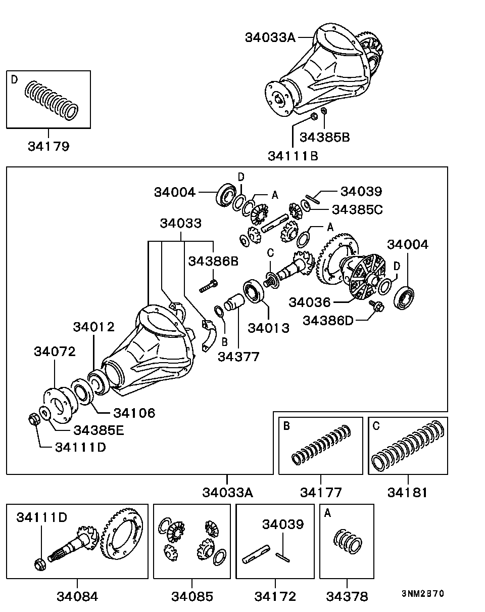 REAR AXLE DIFFERENTIAL / EXC LSD