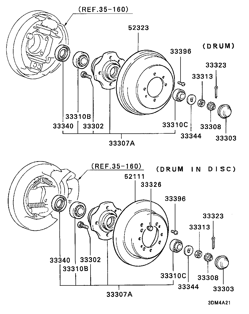 REAR AXLE HUB & DRUM / EXC ABS(-8908.3)