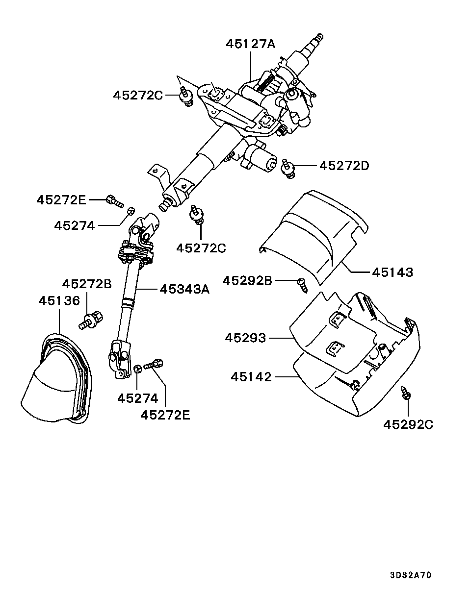 STEERING COLUMN & COVER / W/O ELECTRIC OPERATION ASSIST
