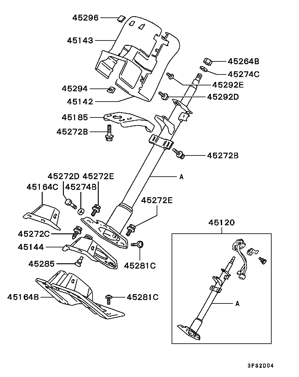 STEERING COLUMN & COVER / COLUMN,ATTACHING PARTS(W/LOCK CYLINDER)