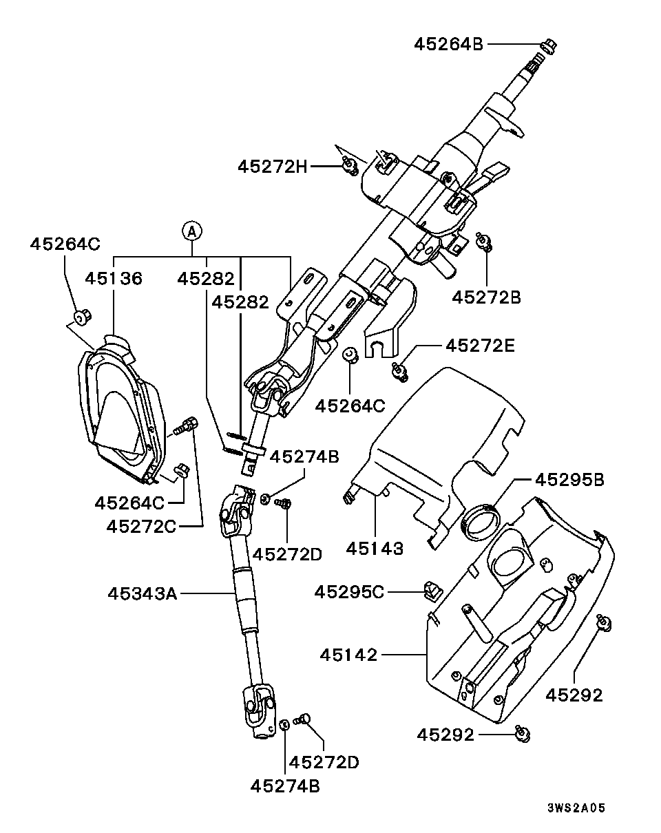 STEERING COLUMN & COVER / -9701.3(A/T)..STEERING COLUMN