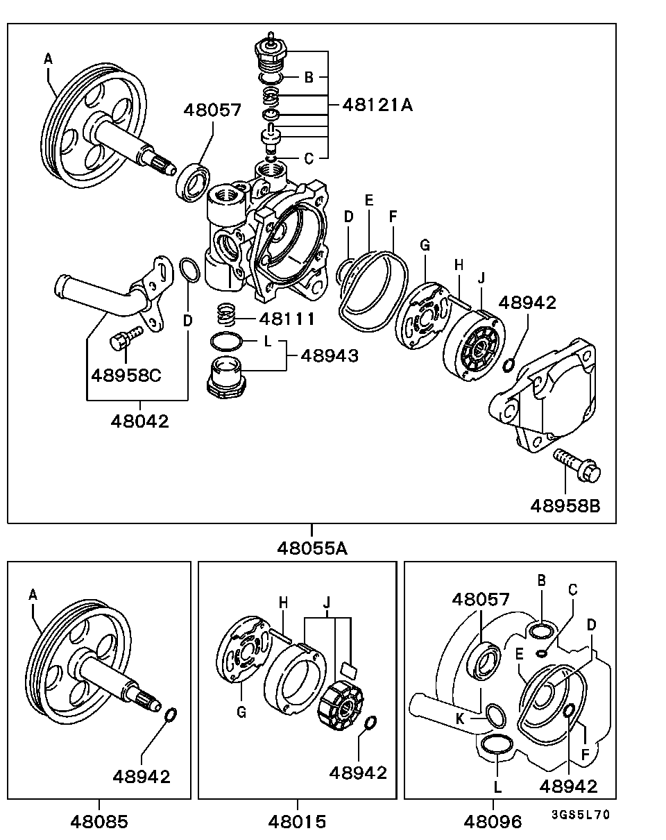 POWER STEERING OIL PUMP / DISASSEMBLED PARTS