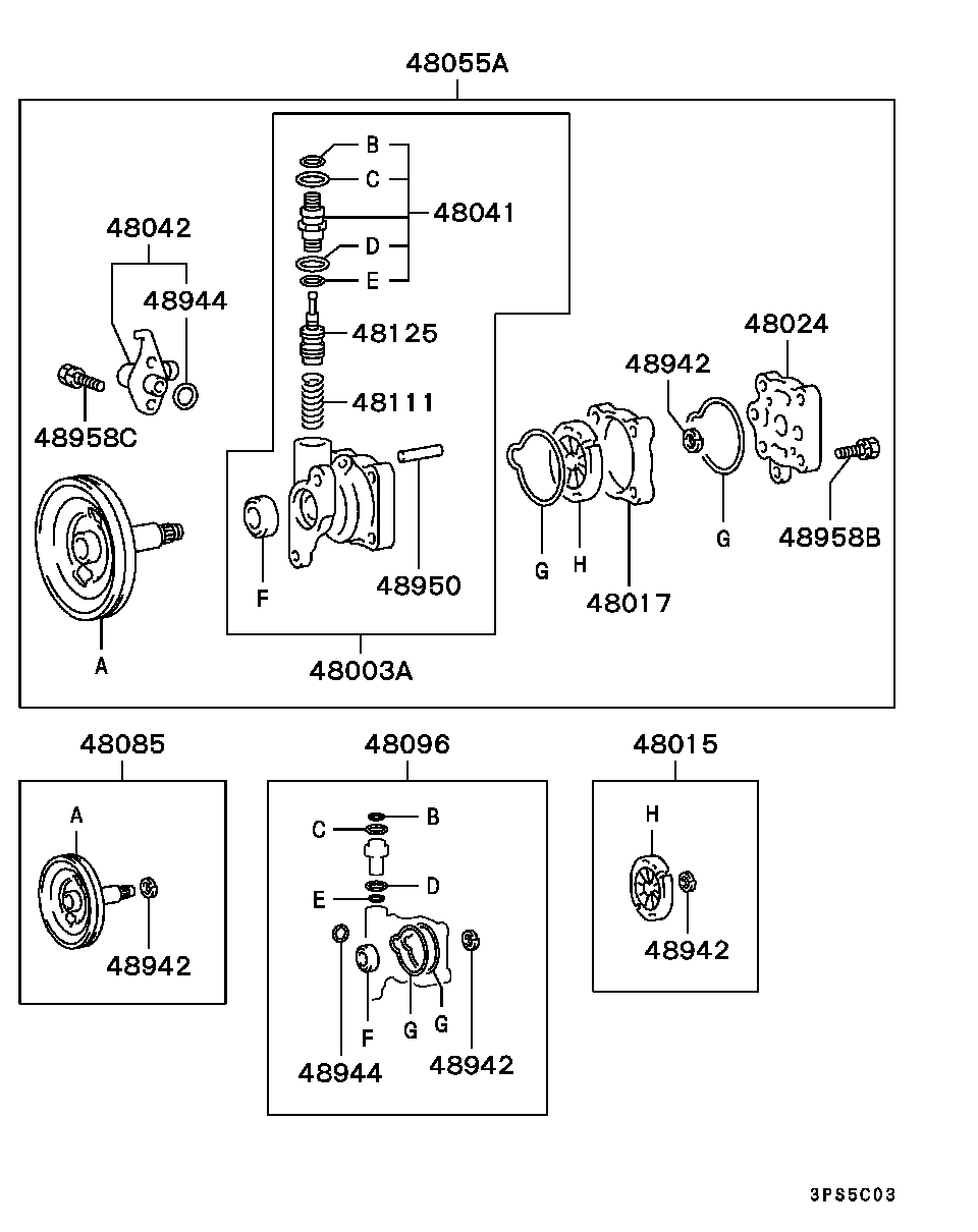 POWER STEERING OIL PUMP / OIL PUMP DISASSEMBLED PARTS