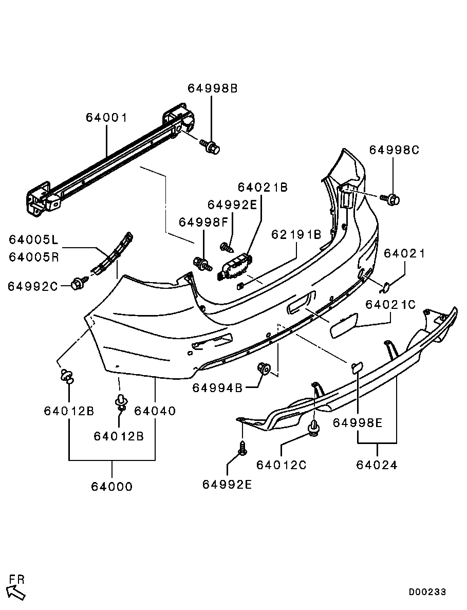 REAR BUMPER & SUPPORT / -1109.3 W/TURBO