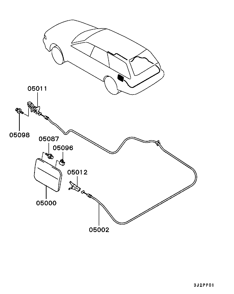 FUEL FILLER LID & LOCK / -'94MODEL