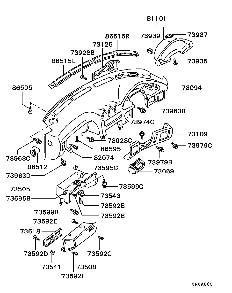 I/PANEL & RELATED PARTS / PAD,GLOVEBOX,ETC.(W/O AIR BAG)