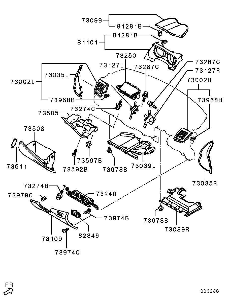 I/PANEL & RELATED PARTS / AIR OUTLET,GLOVEBOX,ETC.