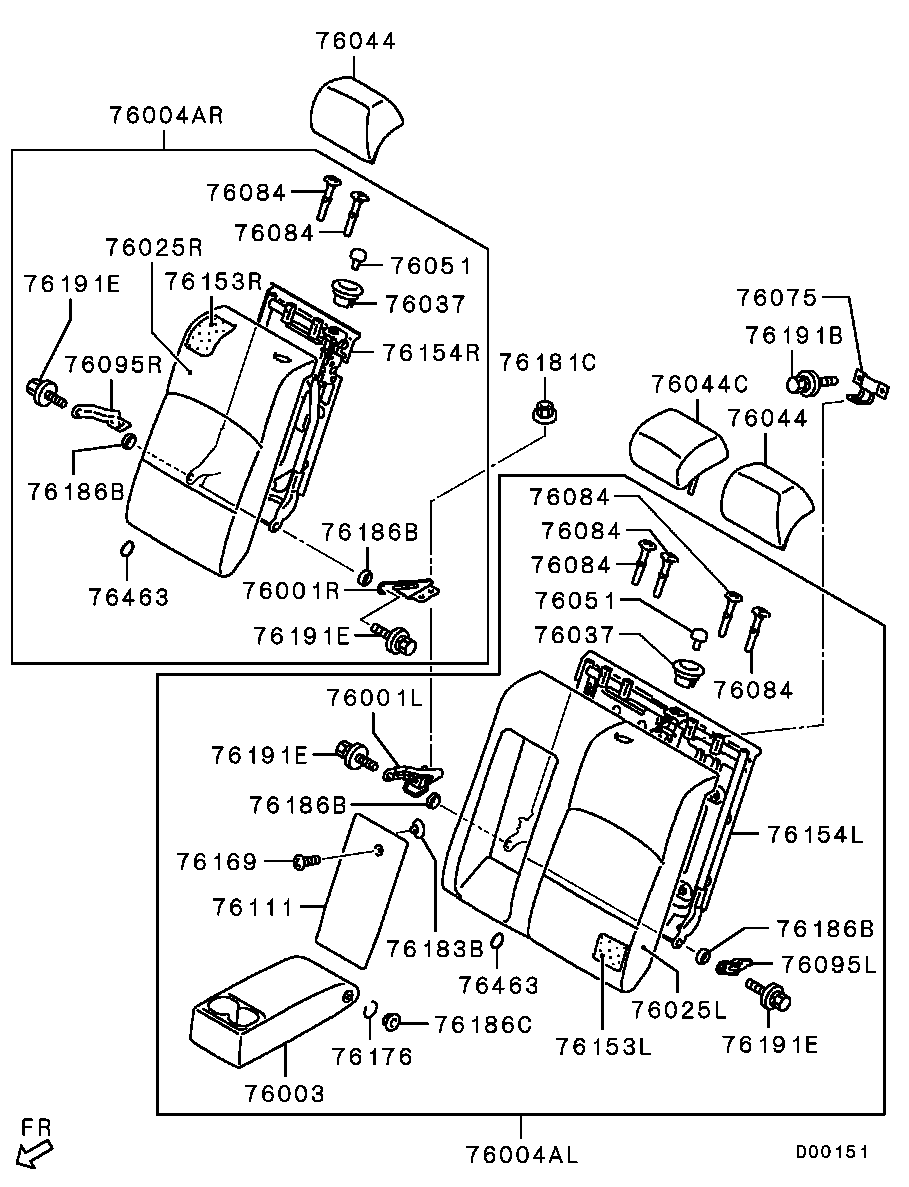REAR SEAT / BACK DISASSEMBLED PARTS -1109.3