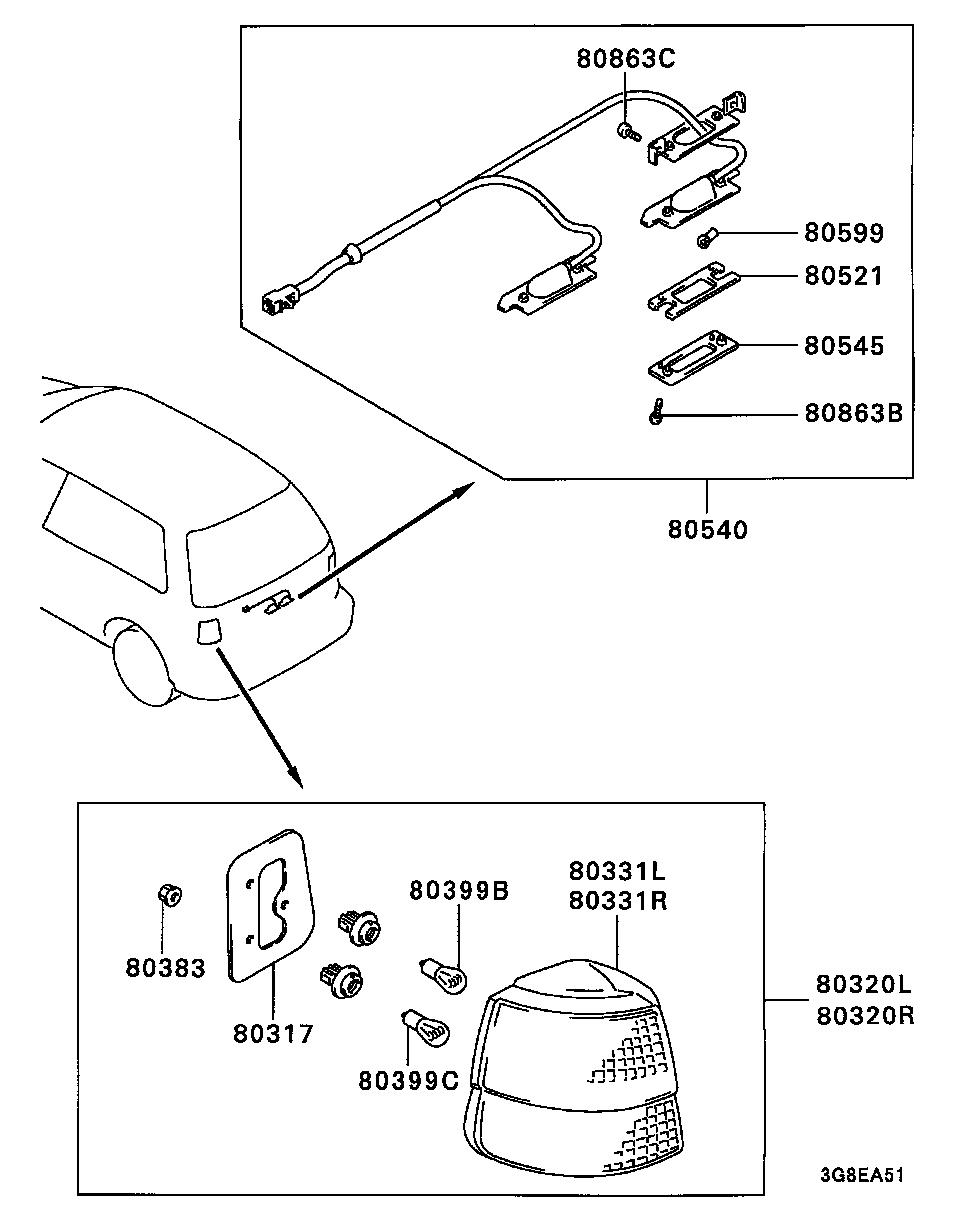 REAR EXTERIOR LAMP / REAR COMBINATION LAMP,LICENSE PLATE LAMP