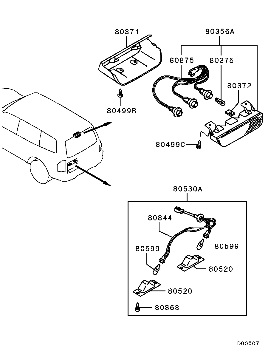 REAR EXTERIOR LAMP / LICENSE PLATE,HIGH MOUNTED STOP LAMP