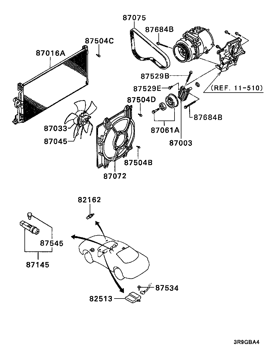 A/C COND, PIPING(AUTO,FULL:A) / CONDENSER,FAN ETC.